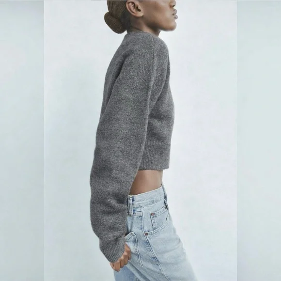Zara grey crop sweater - Picture 2 of 4